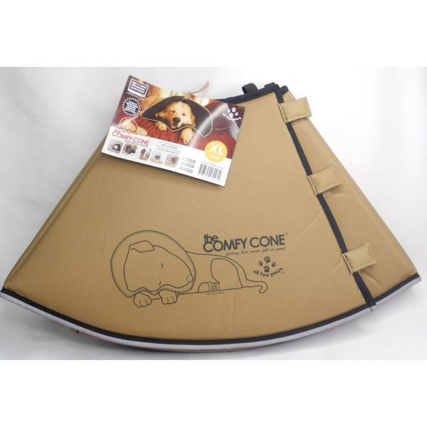 XL Tan Comfortable Soft Dog Cone Collar Alternative for After Surgery Wound Care