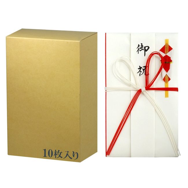 Suzuki Paper Co., Ltd. Celebration Bag, Gold Seal, Natural Color, Red and White, 5 Pieces, Flower Knot, 10 Pieces