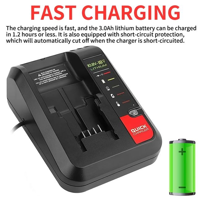 20V MAX Fast charger for Porter Cable and Black&Decker 20 Volt Lithium  Battery