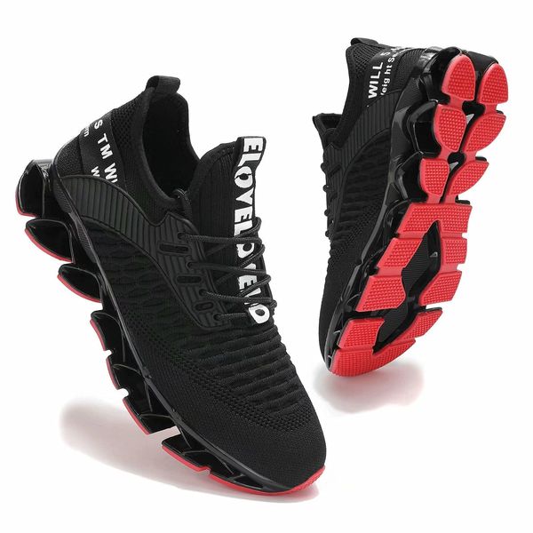 Womens Running Shoes Blade Tennis Walking Fashion Sneakers Breathable Non Slip Gym Sports Work Trainers Black/Red