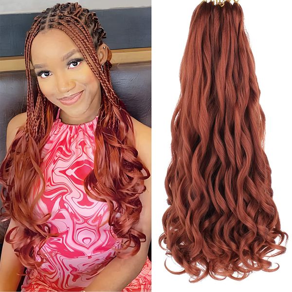 French Curl Braiding Hair 8 Pack Loose Wavy Curl Braiding Hair for Black Women, 24 Inch French Curl Braids Crochet Hair Pre Stretched Bouncy Braiding Hair Synthetic Hair Extensions(350#)