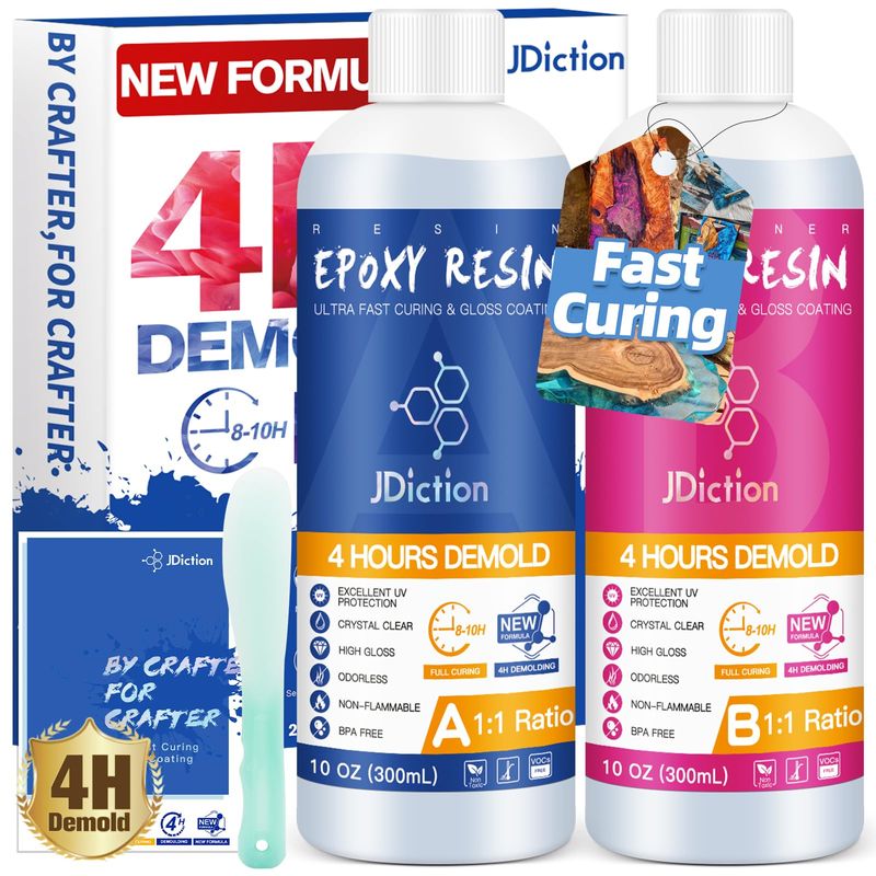 JDiction Fast Curing Epoxy Resin, 4 Hours Demold Upgrade Formula, 20oz ...