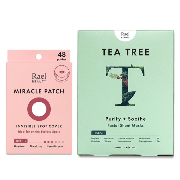 Rael Tea Tree Sheet Mask 1 Pack & Acne Pimple Patch 48 Count