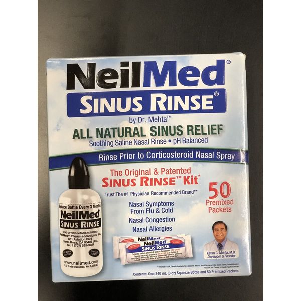 Neilmed Sinus Relief Saline Nasal Rinse 50 Packets W/ Rinse Bottle Ex 11/26