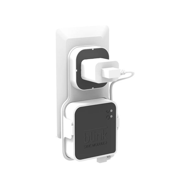XIHAMA Compatible with Blink Sync Module 2 Outlet Bracket - Wall Mount Outdoor and Indoor Security Camera Mount Holder for Blink Security System (White)