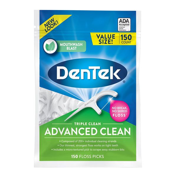 DenTek Triple Clean Floss Picks | No Break Guarantee | 150 Count