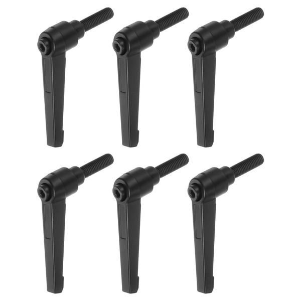 sourcing map 6pcs Adjustable Clamping Lever Handles M8 x 20mm Male Thread Bolt Knobs Rotating Screw Locking Quick Release Ratchet Push Button Handle, Black