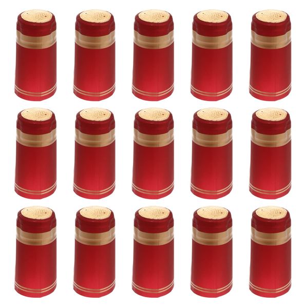 Cabilock Wine Bottle Shrink Caps, 100pcs Bottle Corks for Wine, PVC Capsule Heat Shrinker, Heat Shrink Capsules, Wine Bottles Caps for Wine Cellars and Home Use Red and Golden