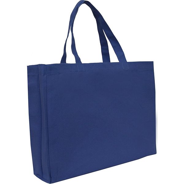 CLOSEOUT!! Cotton Canvas Totes - Royal Blue - 12x16x4 - Threadart