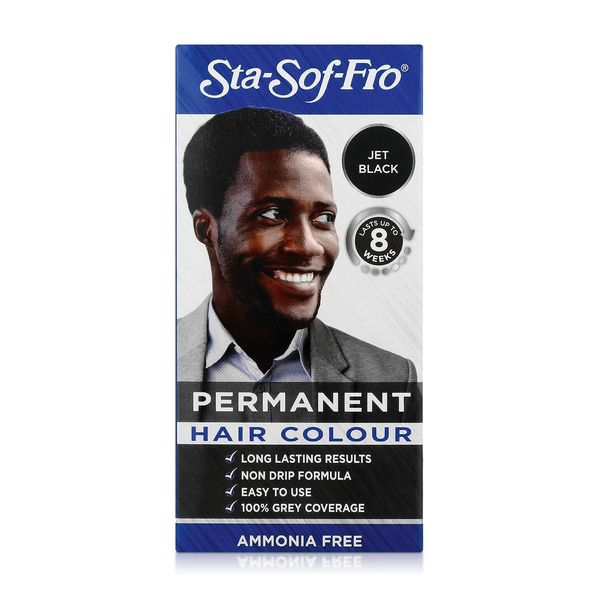 Sta Sof Fro Permanent Black Hair Dye for Men - Cream Formula, Jet Black Hair Color