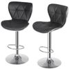 2PCS  Adjustable Bar Stools w/Shell Back Soft PU Leather Swivel Bar Stools Durab