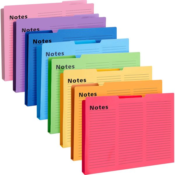 Shindel 16PCS Colored Tab File Folders, Letter Size Lined File Folders 1/3 Cut Tab File Folders 11.5 x 9.6 Inch File Folders with Tabs 8 Colors