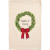 Mud Pie MAKE IT MERRY Christmas Wreath Kitchen Flour Sack Towel