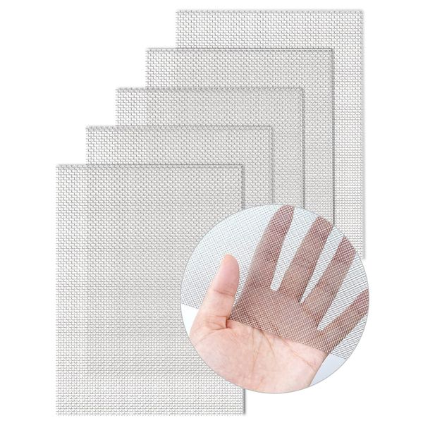 5 Pack Wire Mesh Screen 13.4'' x 9.5'' for Air Vent, 24cm x 34cm, 20 Mesh, 1mm Hole, 304 Stainless Steel Wire Mesh to Prevent Mice, Wasps, Bugs, Rodents, Mosquitoes, Spiders, Squirrels, Easy to Cut