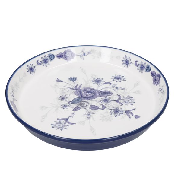 London Pottery Blue Rose Cake Plate, Ceramic, Almond Ivory / Blue, 20 cm