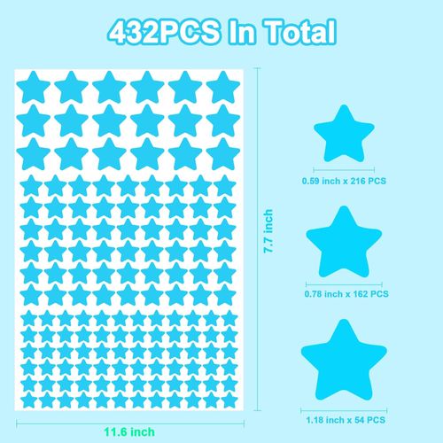ECHOCUBE 432PCS Glow in The Dark Stickers, 3D Luminous Stars Ceiling, Glowing Stars Nursery Wall Stickers, DIY Adhesive Fluorescent Star Stickers for Baby's Bedroom, Children's Room, Living Room Decor