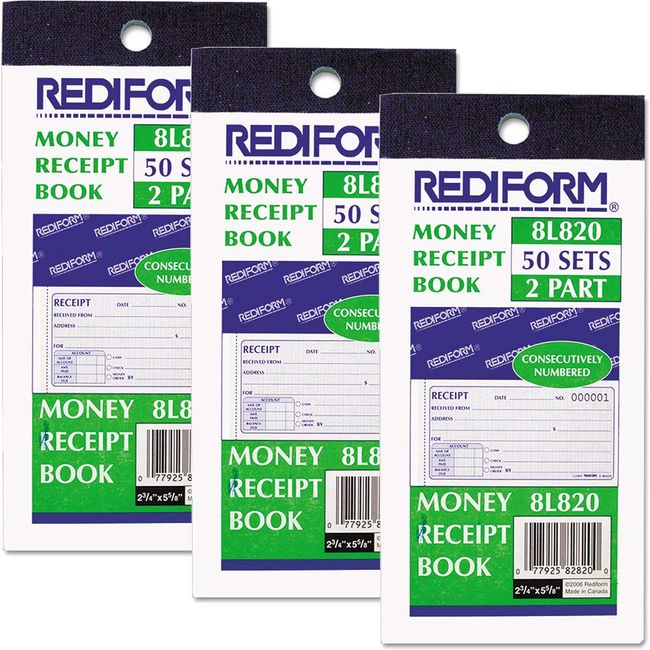 Money Receipt Book, 50 Sets/Book [Set of 3]