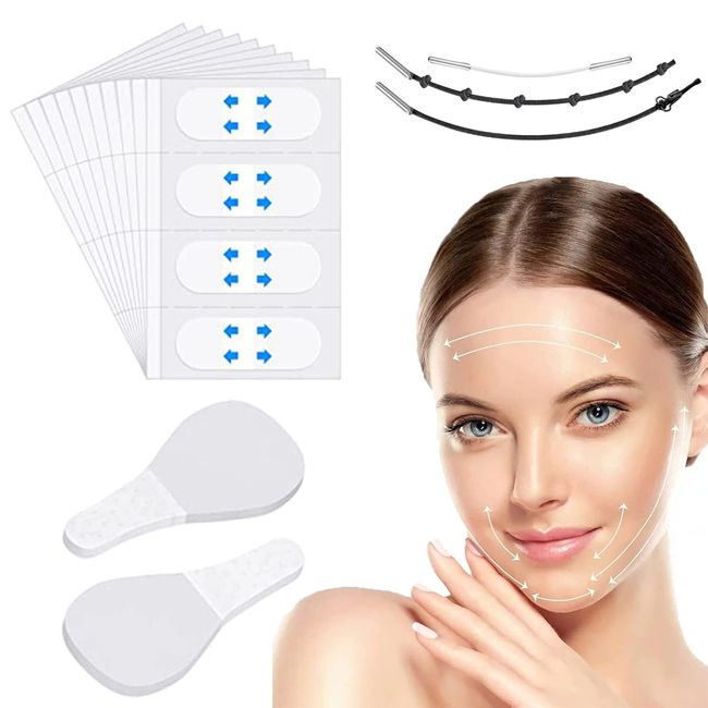 100 Stück Face Lifting Tape Set,60 Facelifting Tape,40 Instant Invisible Face Lift Sticker,Make-up Facelifting Werkzeuge für Gesicht, Doppelkinn Dünne Gesicht Aufkleber V-Form Lift Gesicht Aufkleber