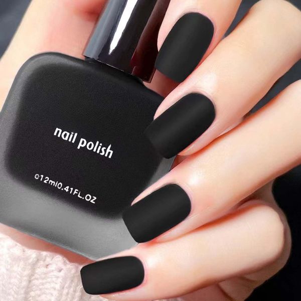 Matte Nail Polish, Black Nail Polish, Quick-drying, No Need for UV Curing, Perfect for Women During Winter or Christmas