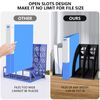 Marte Vanci Magazine File Holder Vertical PP Folder Book Desktop Organizer Plastic Storage Sturdy Vertical 4 Section Folder Black