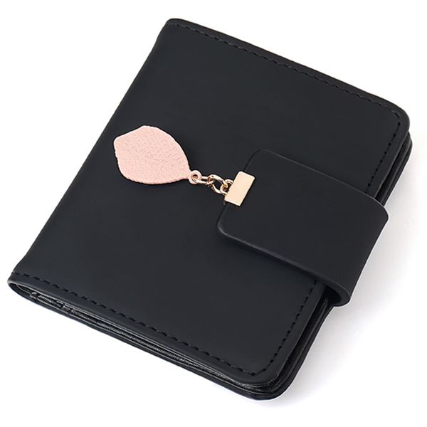 Roulens Slim Wallet for Women, Bifold PU Leather Leaf Pendant Credit Card Holder with Zipper Coin Pocket