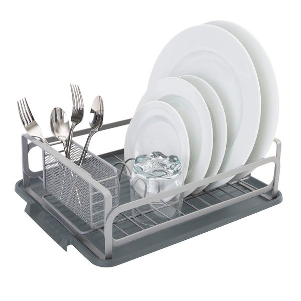 Kitchen Details Small Industrial Collection Dish Drying Rack | Dimensions: 13"x 10"x 4.2" | Grey | Rust Resistant | Kitchen Organization | Industrial Collection