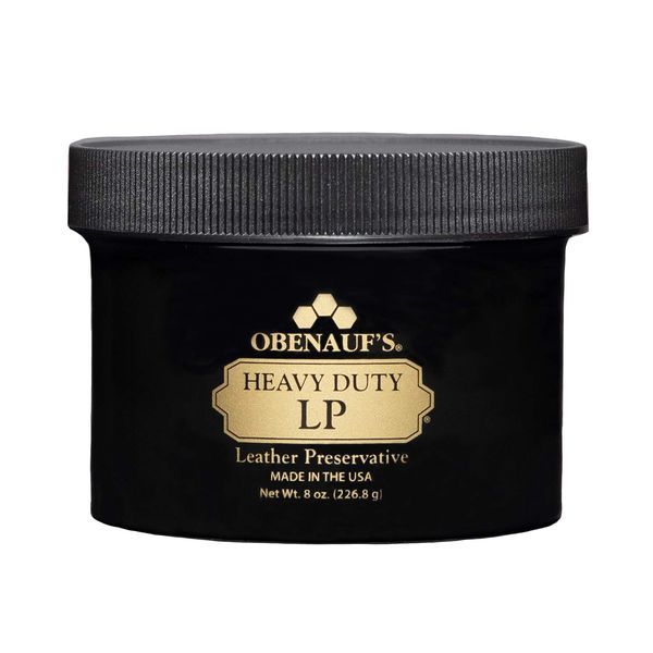 Obenauf's Heavy Duty LP Leather Preservative (8oz)- All Natural Beeswax Oil Conditioner- Rejuvenate Restore & Preserve Sunfaded or Cracked Boots Jackets Saddles Car Auto Upholstery Furniture- USA Made