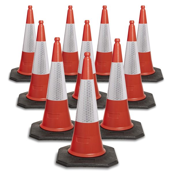 Pack of 10 Red Traffic cones 750mm by innovatus