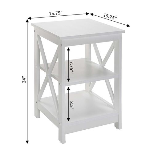 HomeStock Art Nouveau Allure End Table, Green, 3-Tier Wood Shelves, Space-Saving & Stylish, Ideal for Bedroom, Living Room, or Office, Easy Assembly, Contemporary Design