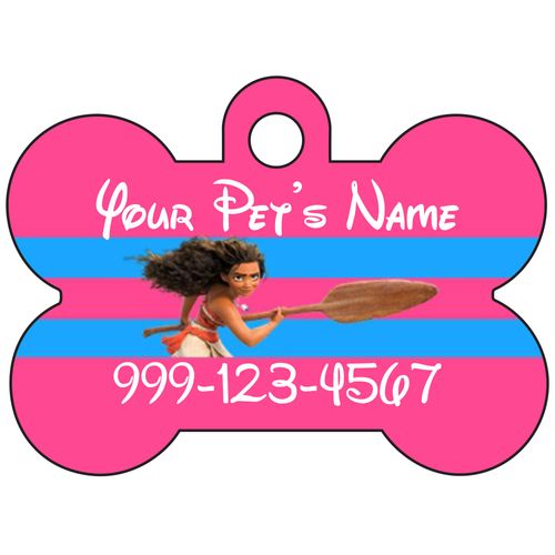 Moana Pet Id Dog Tag Personalized w/ Your Pet's Name & Number