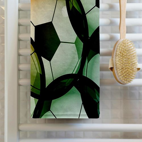 3dRose 15x22 Hand Towel - Image of Transparent Soccer Balls Sports
