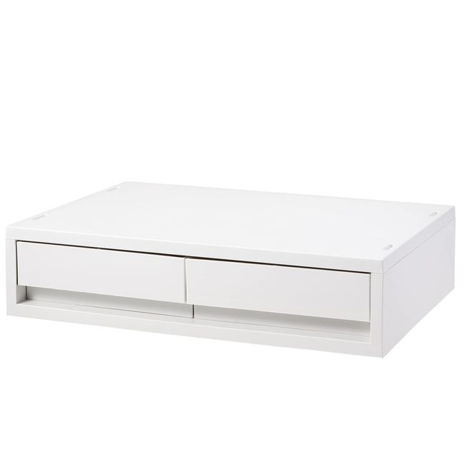 MUJI 02118990 Polypropylene Case, White Gray, Width 14.6 x Depth 10.2 x Height 3.5 inches (37 x 26 x 9 cm), 2 Drawers, Horizontal Wide, Thin