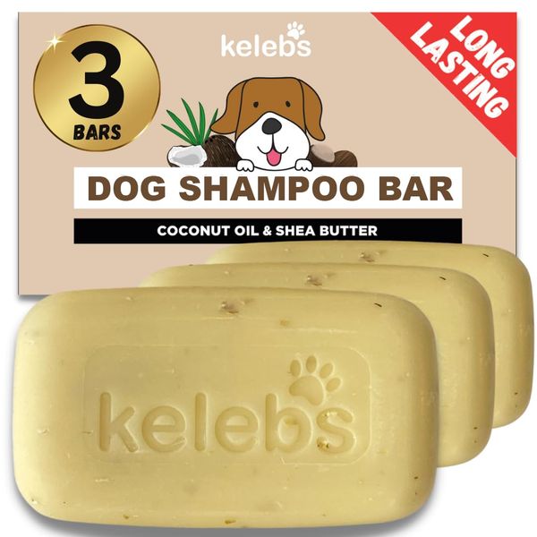 KELEBS Moisturizing Dog Shampoo | Dog Shampoo Sensitive Skin | Puppy Shampoo | Dog Shampoo For Itchy Skin | Deshedding Shampoo For Dogs | Coconut Oil & Shea Butter | Organic Ingredients | 3 Pack