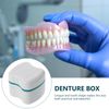 ROSENICE Denture Bath Box False Teeth Storage Container Case with Rinsing Basket (Green)