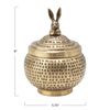 Creative Co-op Round Hammered Metal Container with Rabbit Finial, Brass Finish