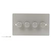 Volex 4 Gang Light Dimmer Flush/Angled Switches Socket Toggles (Stain Chrome Flush)