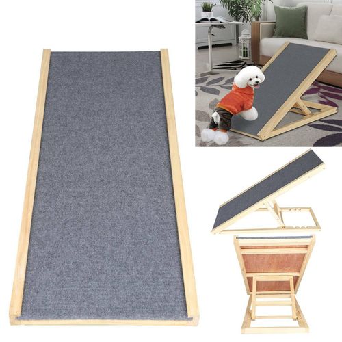 Pet Ramp for Dogs in Wood, Dog Ramp Cat Ramp Dog Stairs for Bed/Sofa/Car/Van, Folding Ramp Ladder, Height-Adjustable, 100cm x 40cm x 30/40/50/60cm Height