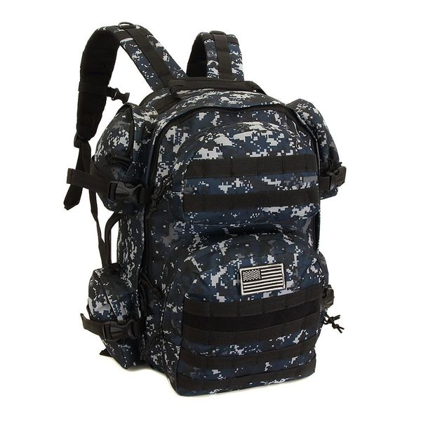 NPUSA Men's Large Expandable Tactical Molle Hydration ReadyBackpack Daypack Bag - ACU Navy Digital Camo