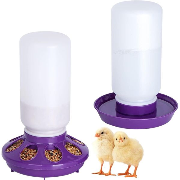 Pet Chicken Feeder No Waste Poultry Feeder Chick Ports Kit and Waterer Set