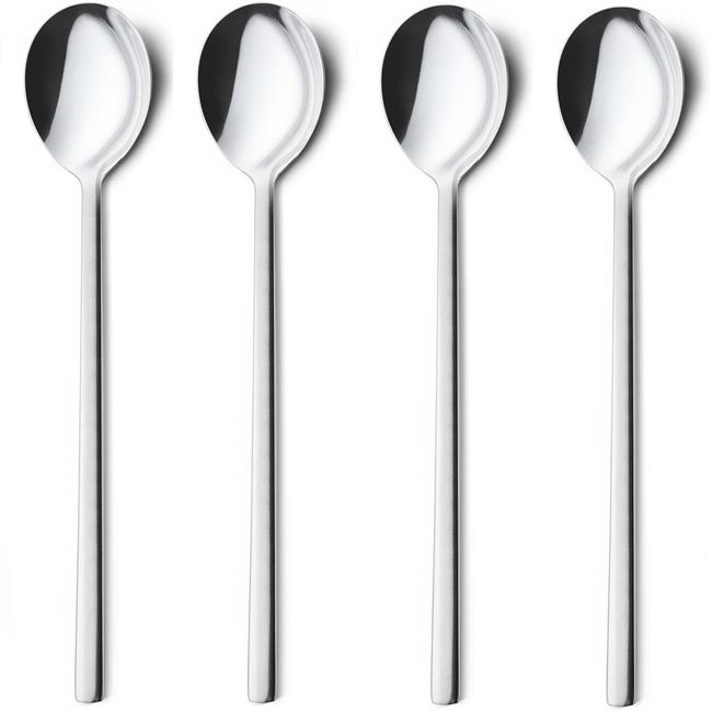 AOOSY Spoons, Set of 4 Korean Spoons, Total Length 8.7 inches (22 cm), Dinner Spoon, Stainless Steel 18/8 Steel Table Spoon, Integral Spoon, Serving Spoon, Salad, Fried Rice, Astragalus Spoons