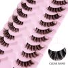 Leipple Half Lashes Natural Look Cat Eye False Eyelashes Wispy Fluffy Clear Band Faux Mink Lashes Soft Reusable 10 Pairs Pack(1002)