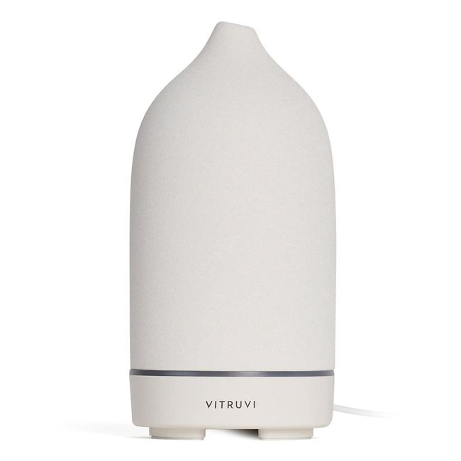 Vitruvi Stone Diffuser, Ceramic Ultrasonic Essential Oil Diffuser for Aromatherapy | Ceramic Diffuser, Diffusers for Home, Oil Diffuser, Room Decor | White, 90ml Capacity