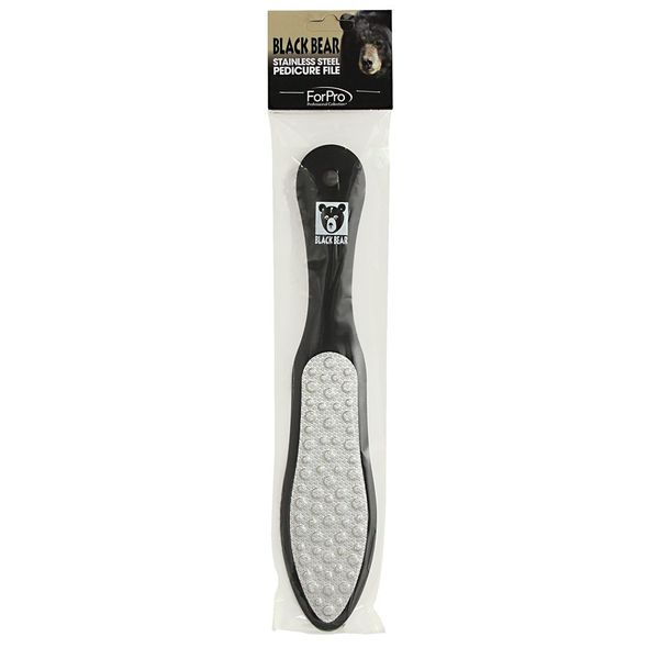 ForPro Black Bear Stainless Steel Pedicure File - Callus Remover Foot File- Double-Sided Professional Quality File for Heels and Feet- 10.5’’ L