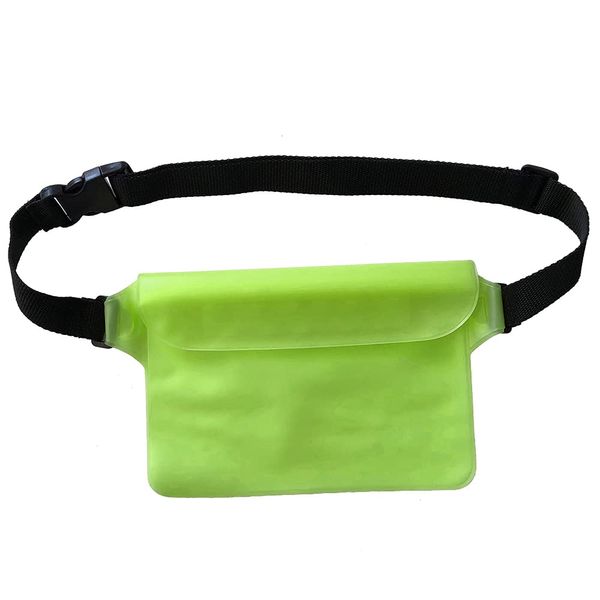 ERDEX Waterproof Pouch, Waterproof Case, Triple Chuck, PVC Material, Clam Hunting, Beach, Pool, Fishing, Motorcycle, Waist Bag, Waterproof Pack, Running Skiing, green