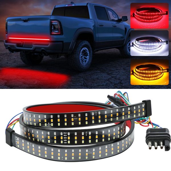 YUGUANG 60 Inch Truck Tailgate Light Bar, Triple Row LED Tailgate Light Strip with Brake Reverse Sequential Turning Signals Strobe Lights