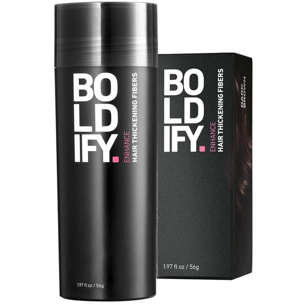 BOLDIFY Hair Fibres for Thinning Hair (DARK BROWN) - 56g Bottle - Undetectable & Natural Hair Filler Instantly Conceals Hair Loss - Hair Powder Thickener, Topper for Fine Hair for Women & Men