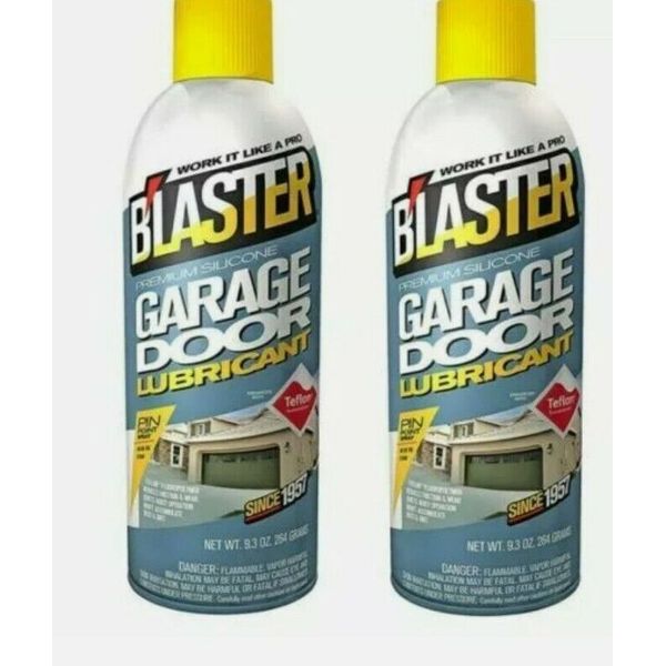 2 Pack Blaster Silicone GARAGE DOOR LUBRICANT Silicone Lube Teflon Stops Squeaks