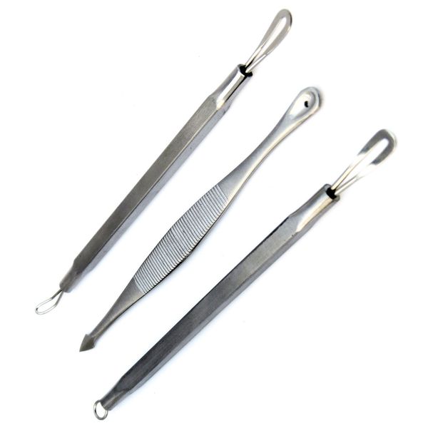 Set of 3 Basic Pimple Ache Extractor Comedone Blackhead Premium Instruments Kit
