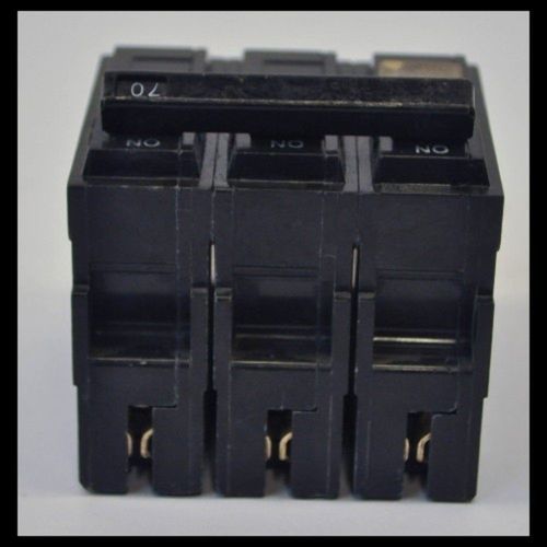 ABB Q-Line® THQL32070 Circuit Breaker • 70A/3-Pole Configuration • 120/240 VAC, 10 kAIC • Thermal Magnetic Trip • Quick-Make/Quick-Break Mechanism • Plug-in Mount
