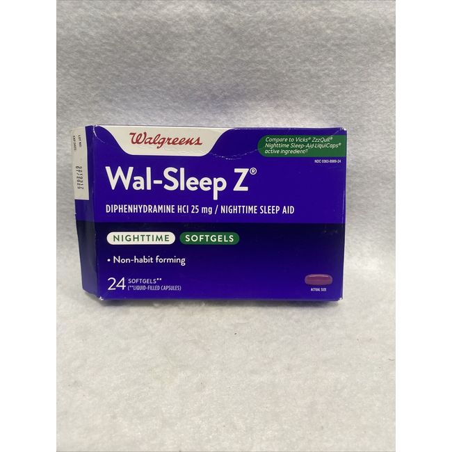 Lot of 3 Wal-Sleep Z 24 Ct Diphenhydramine Hci 25 Mg Softgels sleeping tablet